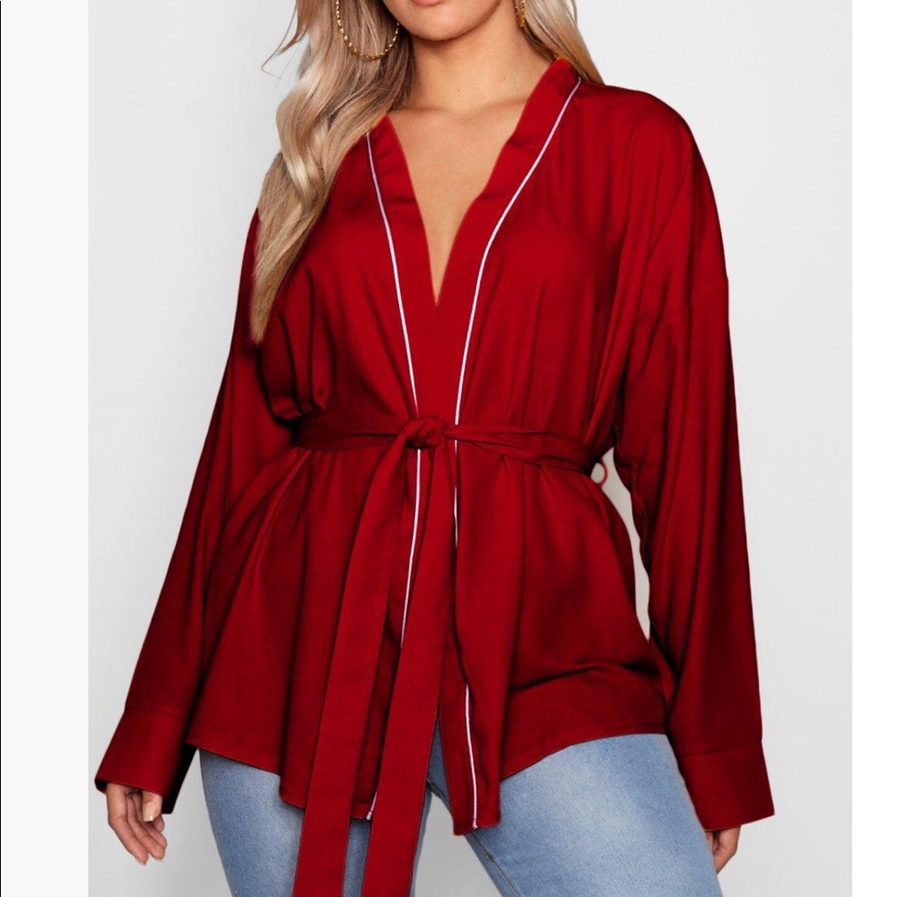 Boohoo tie blouse